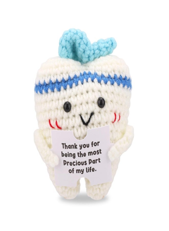 Penitue Funny Crochet Tooth Toy, Handmade Knitted Positive Tooth Doll Cute Crochet Motivational Doll with Encouragement Inspirational Card for Kids Adults Friends Dental Office Decor - Image 1